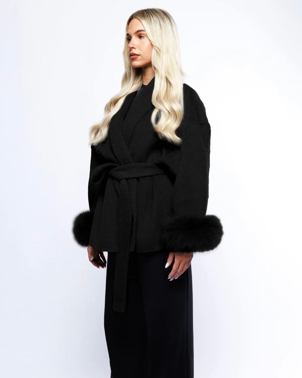 Cappotto Aurora con Polsini in Eco-Pelliccia