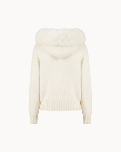 Cardigan Livia con Cappuccio in Eco-Pelliccia