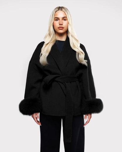 Cappotto Aurora con Polsini in Eco-Pelliccia