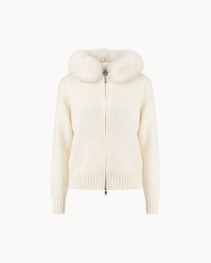 Cardigan Livia con Cappuccio in Eco-Pelliccia