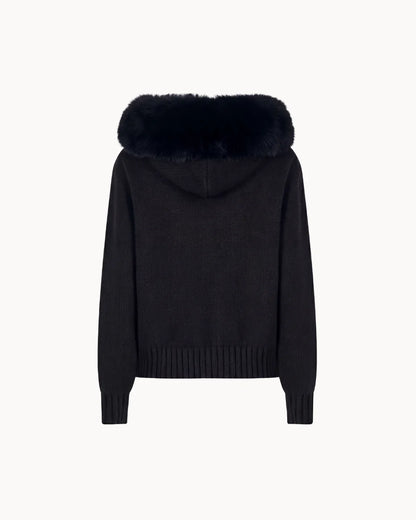 Cardigan Livia con Cappuccio in Eco-Pelliccia