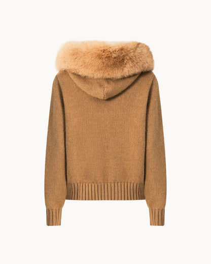 Cardigan Livia con Cappuccio in Eco-Pelliccia