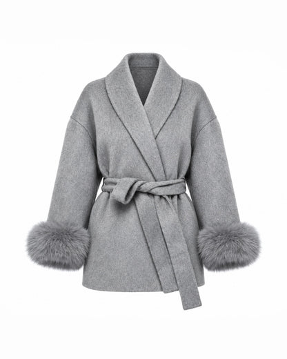 Cappotto Aurora con Polsini in Eco-Pelliccia