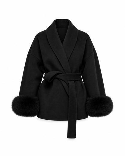 Cappotto Aurora con Polsini in Eco-Pelliccia