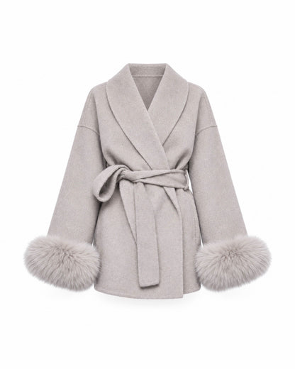 Cappotto Aurora con Polsini in Eco-Pelliccia